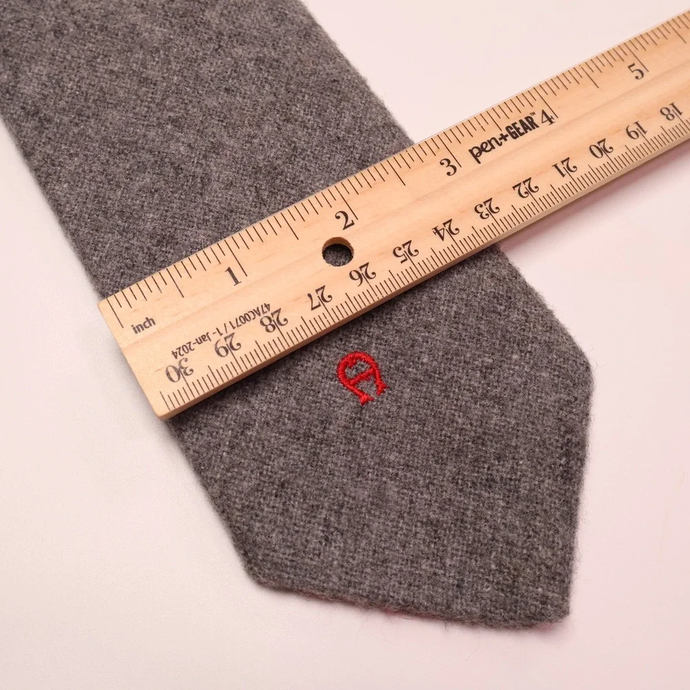 Etienne Aigner‎ Wool Blend Tie Brown Necktie Logo Classic Business Casual